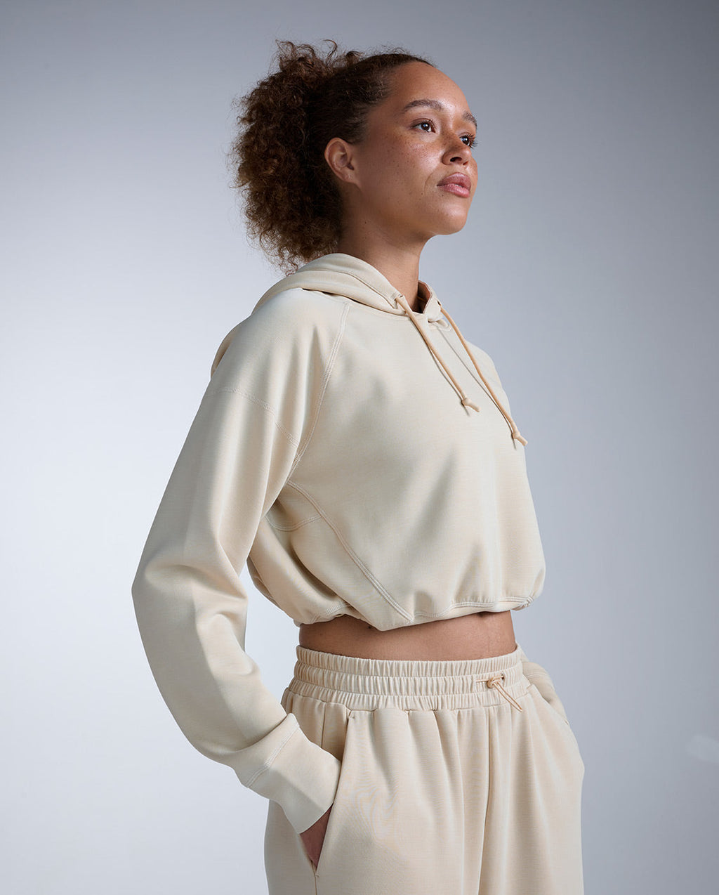 Wonderluxe Sand Washed Cropped Hoodie